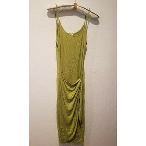 Yoga Toga Womens Spaghetti Strap Wrap Front Maxi Dress Medium Green Stretch